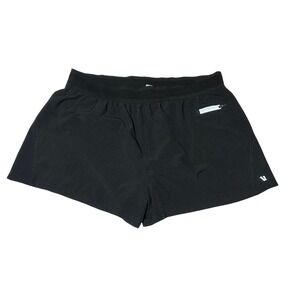 Vuori Black Dash Mesh Lined Perforated Running Shorts Womens XL VW338 Zip Pocket